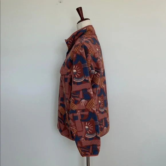 Women’s Patagonia Synchilla Snap-T Fleece Pullover Canyon Block Big Sisu Brown - Picture 3 of 6